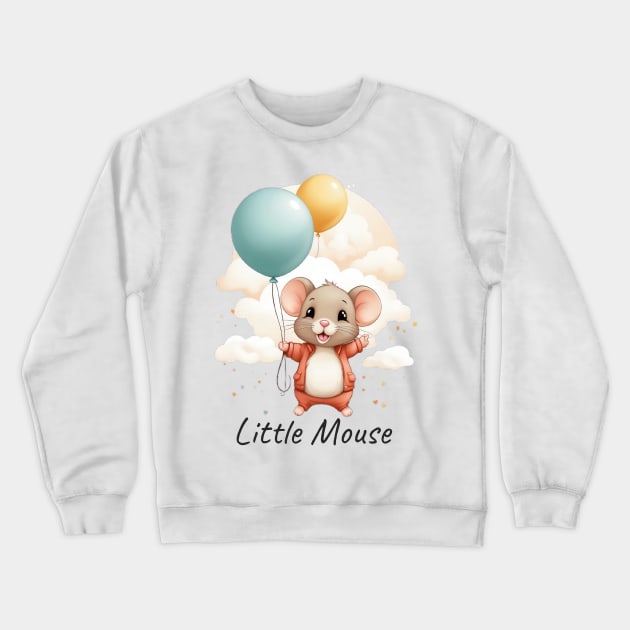 Little Mouse fly with balloon Crewneck Sweatshirt by Crystal and Diamond